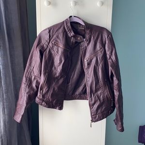 Dark purple leather coat. Never worn no tags